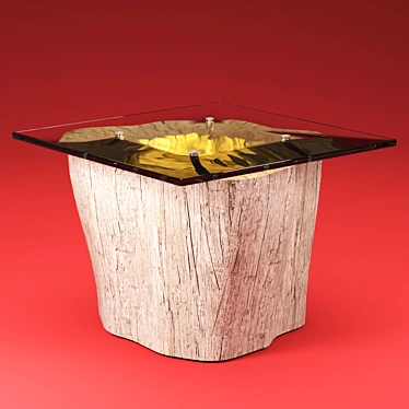 Natural Stump Table with Glass Top 3D model image 1 