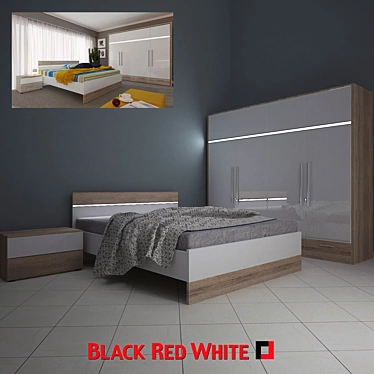 Elegant Mercur Bedroom Set 3D model image 1 