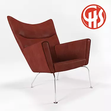 Wegner CH445 Wing Chair: Elegant Leather Design 3D model image 1 