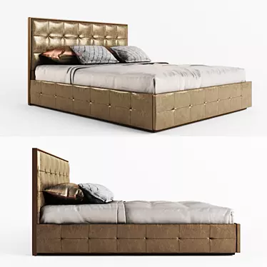 Luxury Leather Bed 3D model image 1 