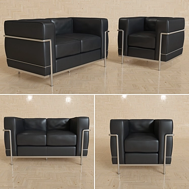 Cosmo LC2 Double Sofa & Armchair 3D model image 1 