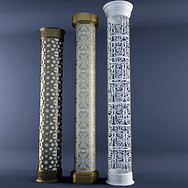 Elegant Laser Cut Columns 3D model image 1 