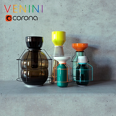 Title: Italian Venini Decorative Vase Set 3D model image 1 