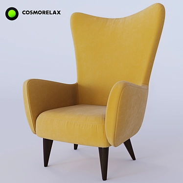 Title: Kato Mustard Fabric Armchair 3D model image 1 