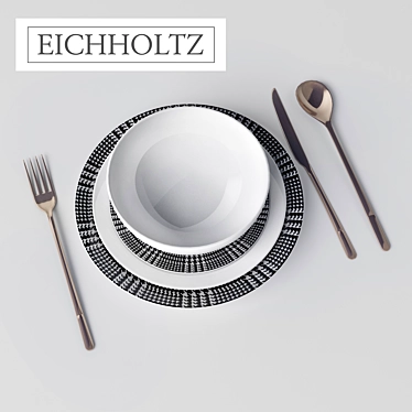 Elegant Scottish Tartan Dinnerware Set 3D model image 1 