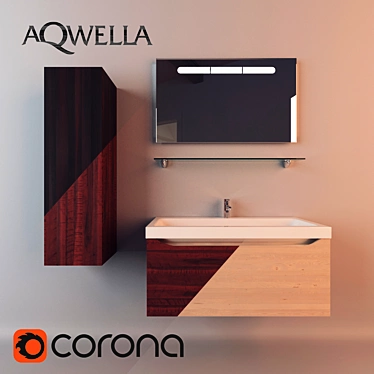 Aqwella Verona Set: Stylish Bathroom Furniture 3D model image 1 