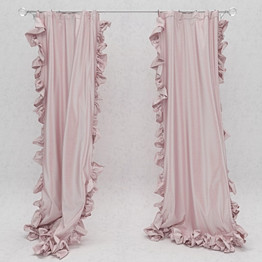 Chic Ruffled Curtain 3D model image 1 