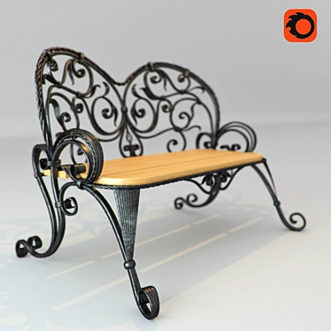 Elegant Outdoor Bench 3D model image 1 