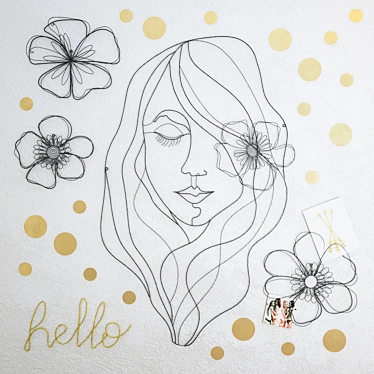 Wire Art Set: Floral Portraits, Wall Decals, Hello Word, Arrow Poster, Girls Photo 3D model image 1 