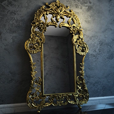 Golden Classic Mirror 3D model image 1 