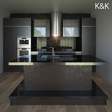 Sleek Kitchen Furniture Set 3D model image 1 