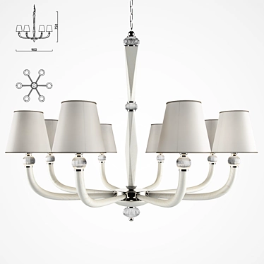 Elegant White Oak Chandelier 3D model image 1 