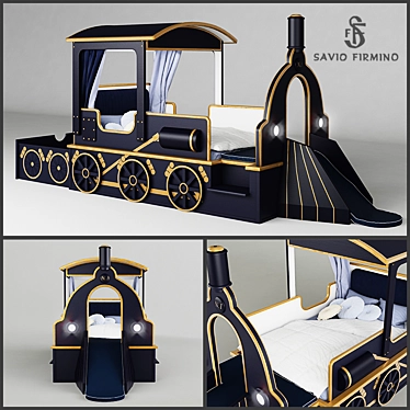 Savio Firmino Train-themed Kids Bed 3D model image 1 