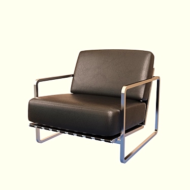 Zurigo Metal and Leather Armchair 3D model image 1 