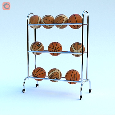 12-Ball Stand with 2 Popular Basketball Goals 3D model image 1 