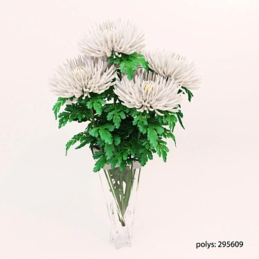 Elegant White Chrysanthemum Bouquet 3D model image 1 