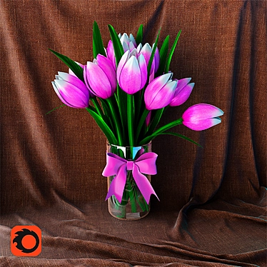 Elegant Blooming Tulip Vase 3D model image 1 