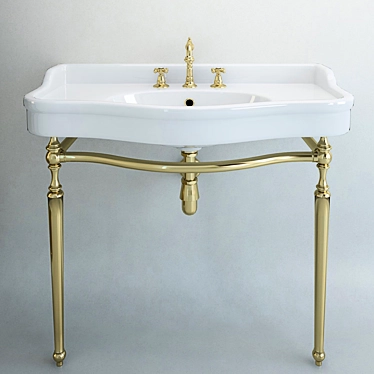 Classical Console Sink with Mixer and Siphon 3D model image 1 