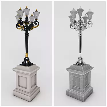 Vintage Wrought Iron Street Lamp 3D model image 1 