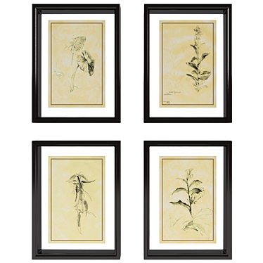  Pencil Sketches in Glass Frame 3D model image 1 