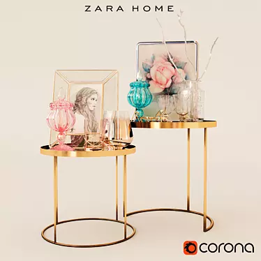 Zara Home Accessory Set: Tables, Glassware, Vases, and More 3D model image 1 