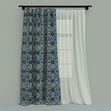  Stylish Patterned Blind: Enhance Your Window Décor 3D model image 1 