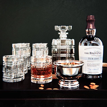 Ralph Lauren Home SET: Chambrey Tray, Durban Nut Bowl, Greenwich Decanter & Glasses, The Balvenie Scotch 3D model image 1 