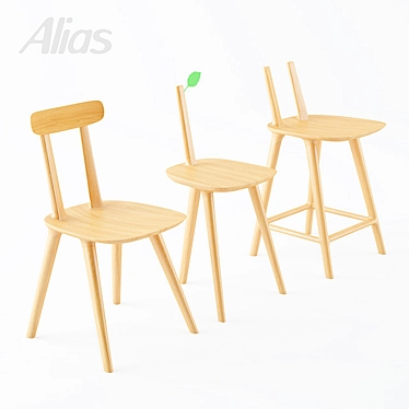 Elegant Tabu Wood Chair & Table 3D model image 1 