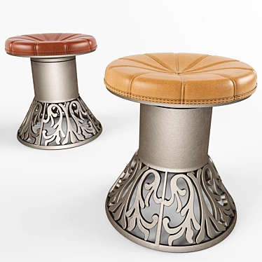 Metal Base Leather Stool 3D model image 1 