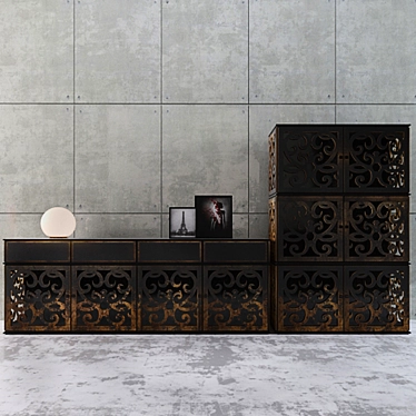 Elegant Tonin Casa Sideboard & Showcase 3D model image 1 