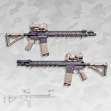 Custom AR-15: Precision Weapon Bundle 3D model image 1 