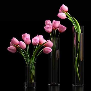 Delicate Pink Tulips 3D model image 1 