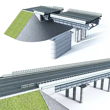 Dual Support Motor-Road Bridge 3D model image 1 