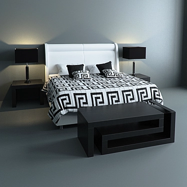Luxury Versace Bed Set - Complete Bedroom Collection 3D model image 1 