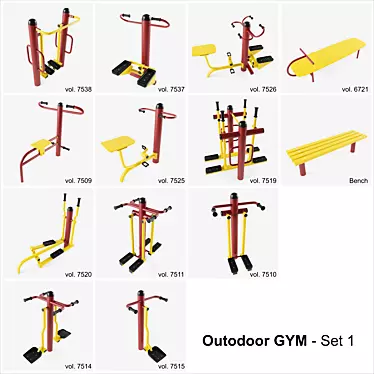 Outdoor Fitness Set 3D model image 1 