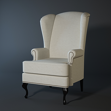 Elegant English Armchair with Ears 3D model image 1 