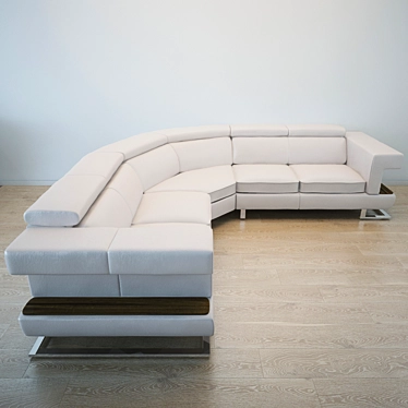 Elegant Italian Leather Sectional Sofa 3D model image 1 
