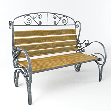Sturdy Wooden Bench: Perfect for Outdoor Spaces 3D model image 1 