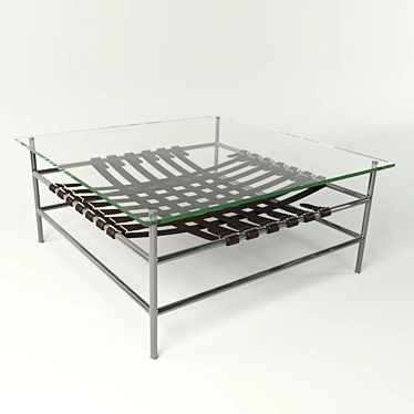 Urban Leather and Glass Coffee Table 3D model image 1 