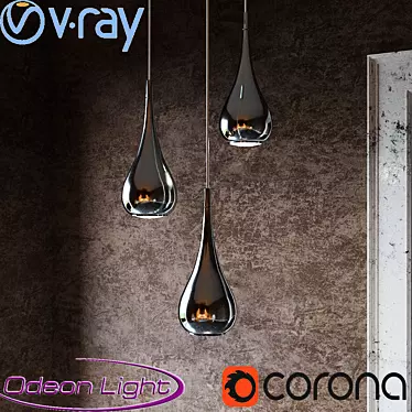 Modern Chrome Pendant Light | DROP Odeon Light 2905/1 3D model image 1 