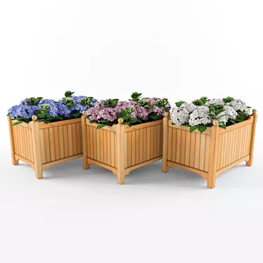 Wooden Box Hydrangea Collection 3D model image 1 