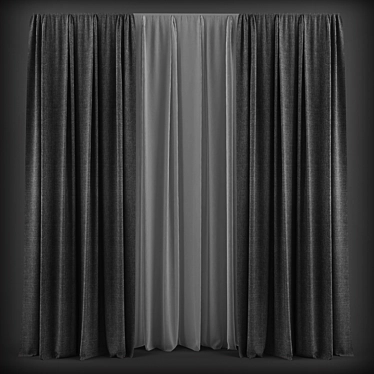 Modern Style Curtains 3D model image 1 