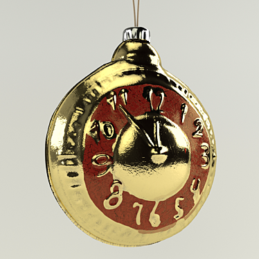 Vintage Christmas Clock Ornament 3D model image 1 