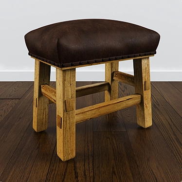 Pottery Barn Caden Leather Stool - Stylish and Functional 3D model image 1 