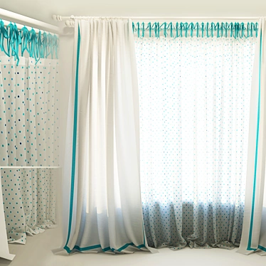 Elegant Tie-Top Curtains 3D model image 1 