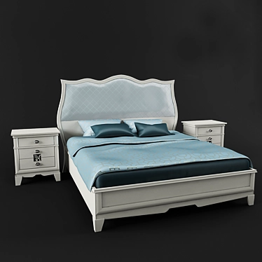 Classic Italian Bed Set 3D model image 1 