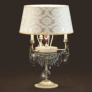 Elegant Ivory Table Lamp with Crystal Details 3D model image 1 