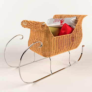 Festive Rattan Sleigh 3D model image 1 