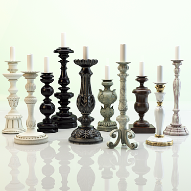 Chelini Candlestick Collection - Elegant Artisan Design 3D model image 1 