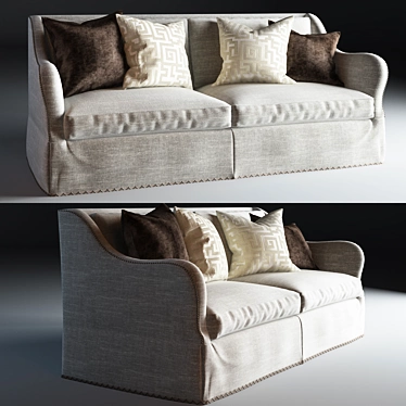 Caracole Open Arms Skirted Sofa 3D model image 1 